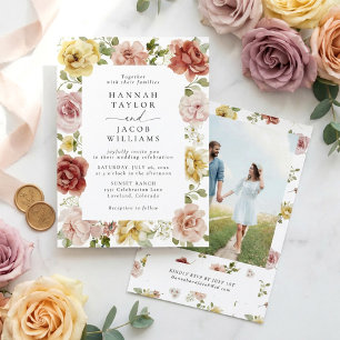 Convite de Casamento de Foto Floral de Verão