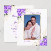 Convite De Casamento De Foto Floral Roxo De Orçame