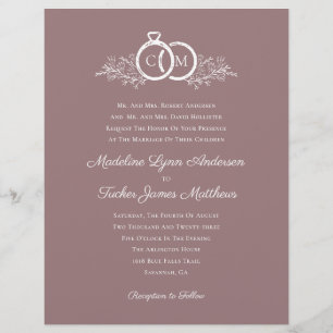 Convite de Casamento de Foto Mauve Minimalista de