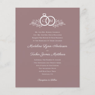 Convite de Casamento de Foto Mauve Minimalista de