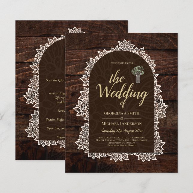 CONVITE DE CASAMENTO DE FOTO Rústica Gypsophila La (Frente/Verso)