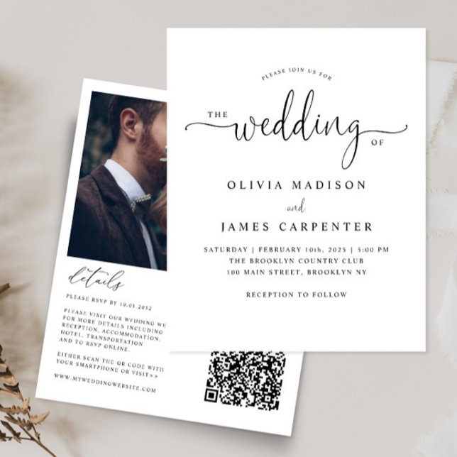 Convite de casamento de Fotografia de Script Elega (Criador carregado)