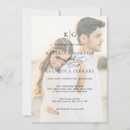 Convite de casamento de Fotografia de Script Monog