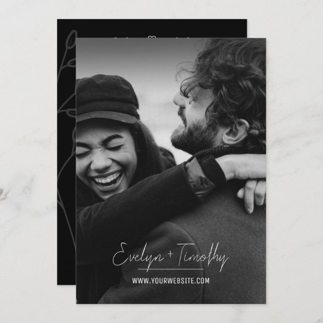 Convite de casamento de Fotografia Moderno Minimal (Frente/Verso)