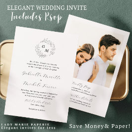 Convite de casamento de Fotografia Monograma Simpl