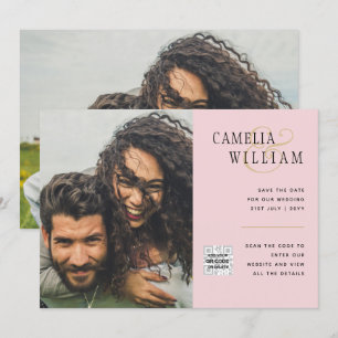 Convite de casamento de Fotografia PINK Blush Data