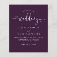 Convite de casamento de Fotografia Violeta Roxo Mo