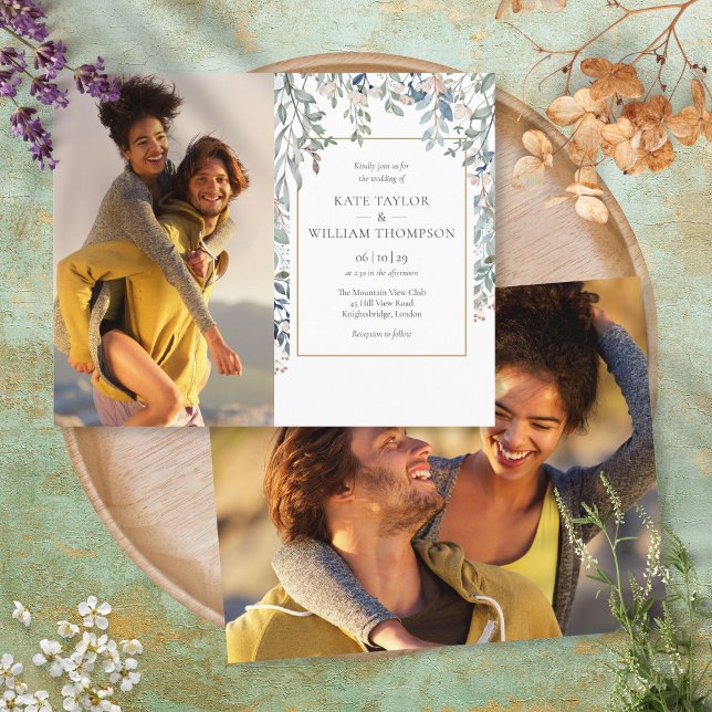 Convite De Casamento De Fotos De Folhagem De Folha (Criador carregado)