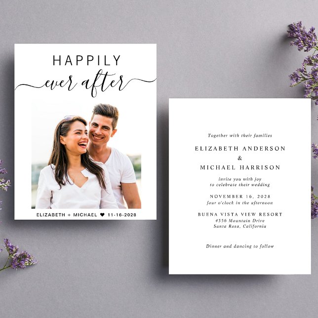 Convite De Casamento De Fotos De Script Chic (Our user-friendly template allows you to easily upload your photo and create your perfect invitation)