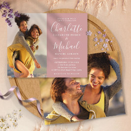 Convite de casamento de fotos Elegante de Rosa Dus