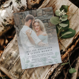 Convite De Casamento De Fotos Eucalyptus Whimsical