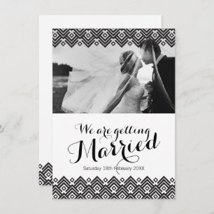 Convite de casamento de fotos geométricas pretas e