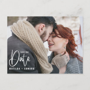 Convite de casamento de fotos monocromáticas escri