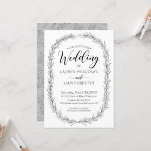 Convite de Casamento de Frame de Ramificação Desen