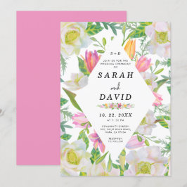 Convite de casamento de Frame Geométrico Floral da