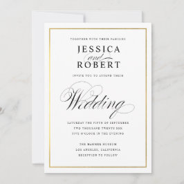Convite De Casamento De Fronteira Dourada De Faux