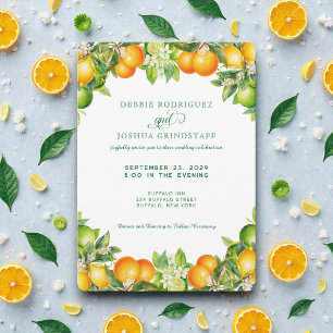 Convite de Casamento de Fruta Cítrica Laranja de V