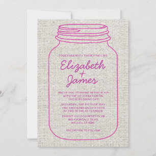 Convite De Casamento De Fúcsia Rustic Burlap Maso
