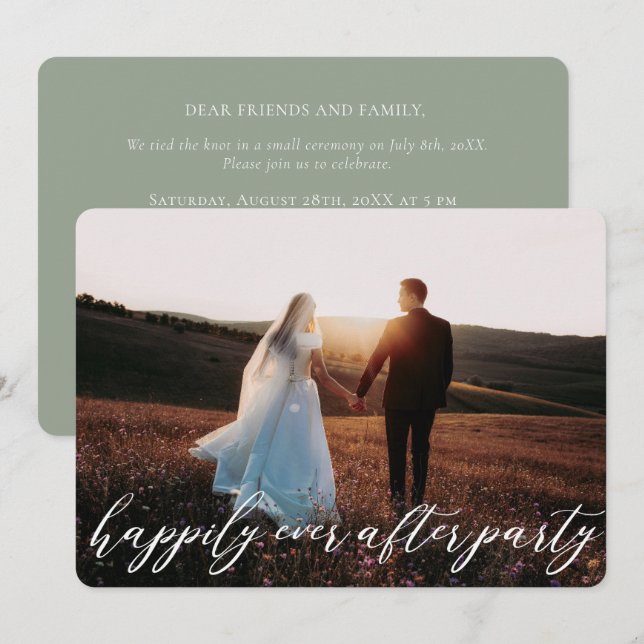 Convite de Casamento de Fuga com Caligrafia Modern (Frente/Verso)