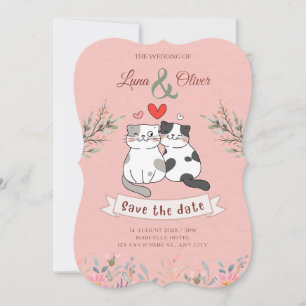 Convite de casamento de gato engraçado 