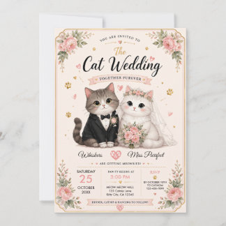 Convite de Casamento de Gato Personalizado