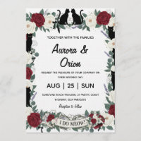 Convite de casamento de gato preto elegante