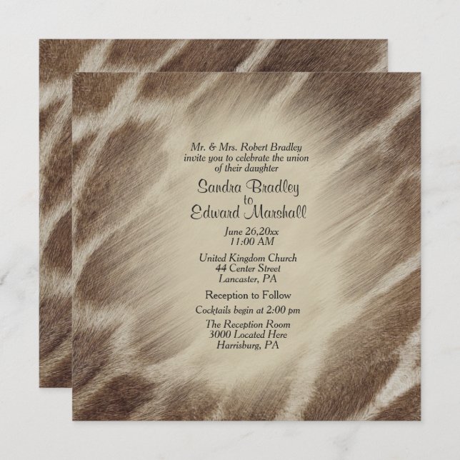 Convite De Casamento De Girafa (Frente/Verso)