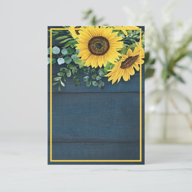 Convite de casamento de girassóis ao sol Country o (Em pé/Frente)