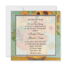 Convite de casamento de girassóis florais vintage