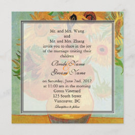 Convite de casamento de girassóis florais vintage