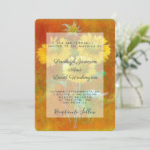 Convite de casamento de girassóis pintados