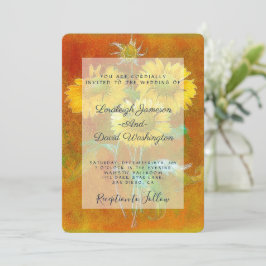 Convite de casamento de girassóis pintados