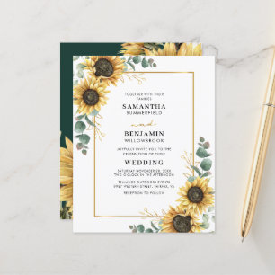 Convite de Casamento de Girassol Eucalipto Aquarel