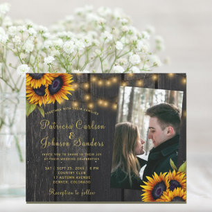 Convite de casamento de girassol rústico com orçam