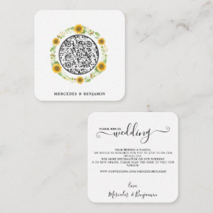 Convite de Casamento de Girassol Simples com Códig