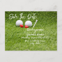 Convite de casamento de golfe com dois corações 