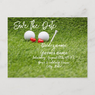 Convite de casamento de golfe com dois corações 