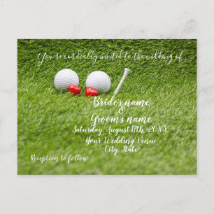 Convite de casamento de golfe com dois corações em