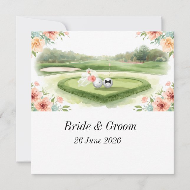 Convite de casamento de golfista com bola de golfe (Frente)
