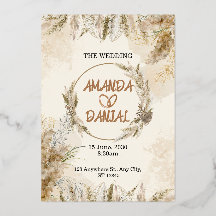 Convite de Casamento de Grama de Pampas Boho