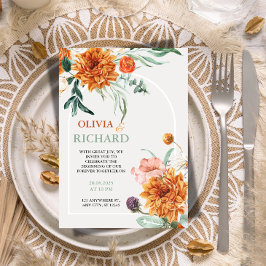 Convite de Casamento de Grama de Pampas Boho Textu