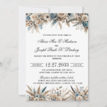 Convite de Casamento de Grama Pampas Boho