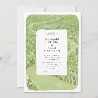 Convite De Casamento De Grama Verde Whimsical