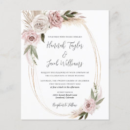 Convite De Casamento De Grass De Boho Floral Pampa