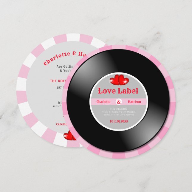 Convite De Casamento De Gravação De Vinil De Músic (Frente/Verso)