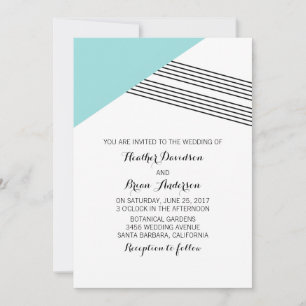 Convite de casamento de Grelha Geométrica Turquesa