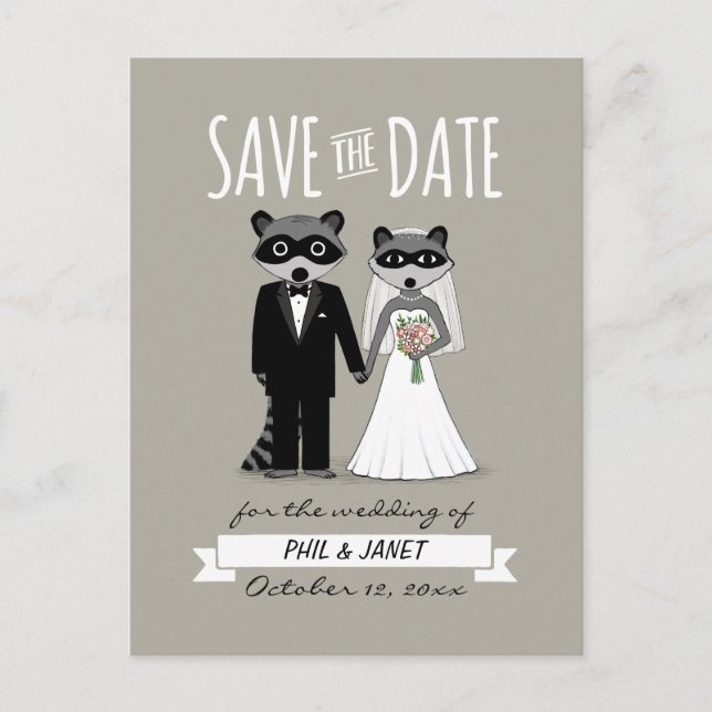 Convite de casamento de guaxinins (Frente)