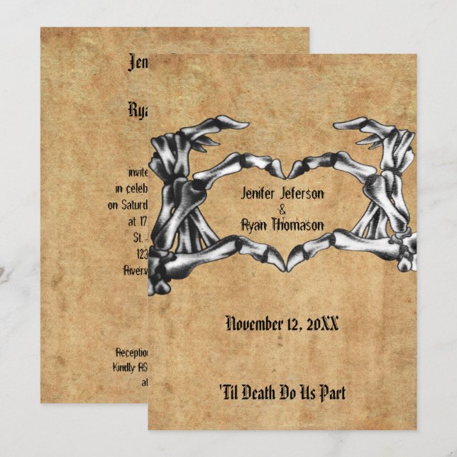 convite de casamento de halloween (Frente/Verso)