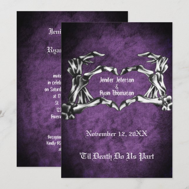 convite de casamento de halloween (Frente/Verso)