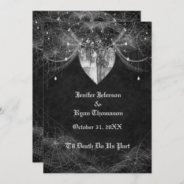 convite de casamento de halloween (Frente/Verso)